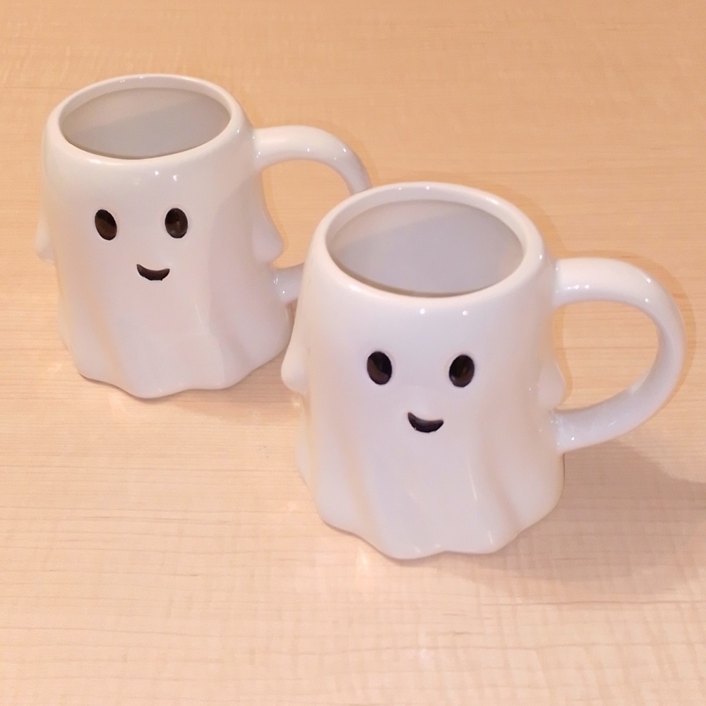 🆕 Set of 2 BOO Ghost Halloween Ceramic Mug Mugs Cups